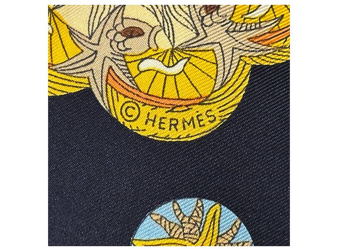 Hermès Foulard Hermes Carre 90 - LE ROY SOLEIL Nero Multicolore Giallo - vista 5
