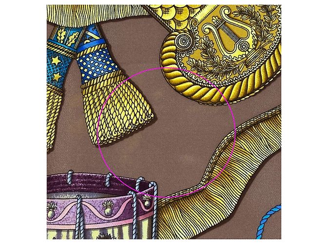 Hermès Hermes Les Tambours Scarf Braun Mehrfarben Lila - Ansicht 12