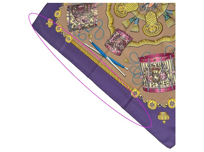 Hermès Hermes Les Tambours Scarf Braun Mehrfarben Lila - Ansicht 14