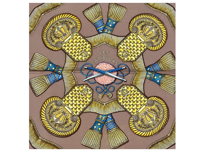 Hermès Hermes Les Tambours Scarf Braun Mehrfarben Lila - Ansicht 2