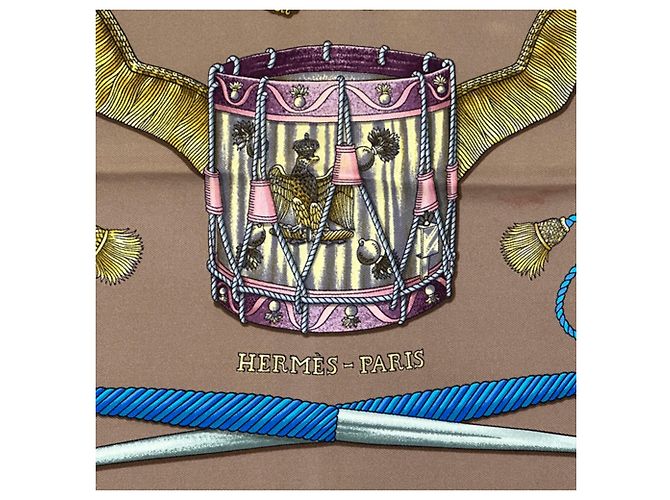 Hermès Hermes Les Tambours Scarf Braun Mehrfarben Lila - Ansicht 3