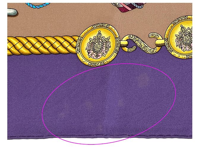 Hermès Hermes Les Tambours Scarf Braun Mehrfarben Lila - Ansicht 9