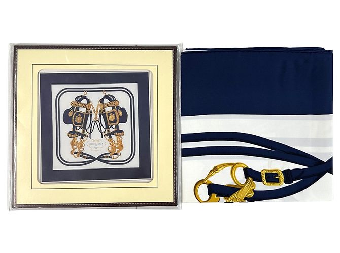 Hermès Pañuelo de seda Hermes Navy Azul marino - vista 4