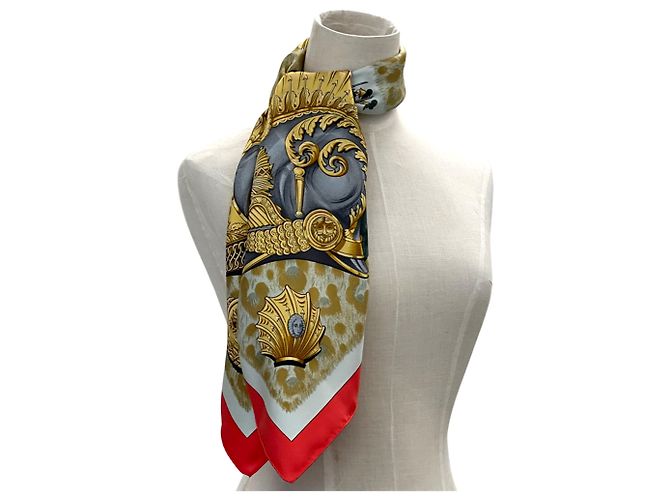 Hermès Foulard di seta Hermes - Carre 90 Rosso Multicolore Giallo - vista 6