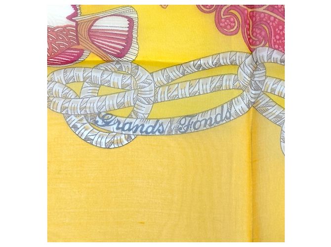 Hermès Foulard di seta Hermes Carre 90 Grands Fonds Multicolore Giallo - vista 2