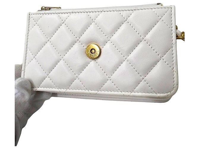 Mini borsa Chanel Matelassé Bianco Giallo - vista 10
