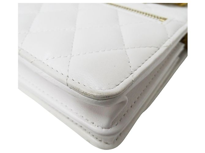 Mini borsa Chanel Matelassé Bianco Giallo - vista 12