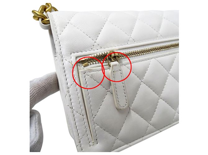 Mini borsa Chanel Matelassé Bianco Giallo - vista 13