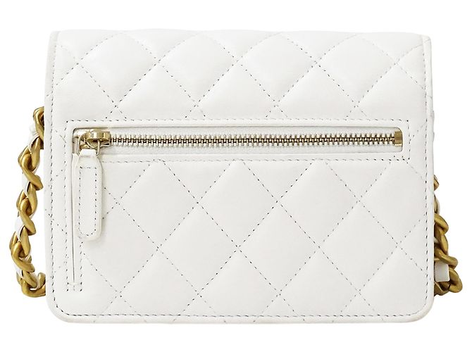 Mini borsa Chanel Matelassé Bianco Giallo - vista 2