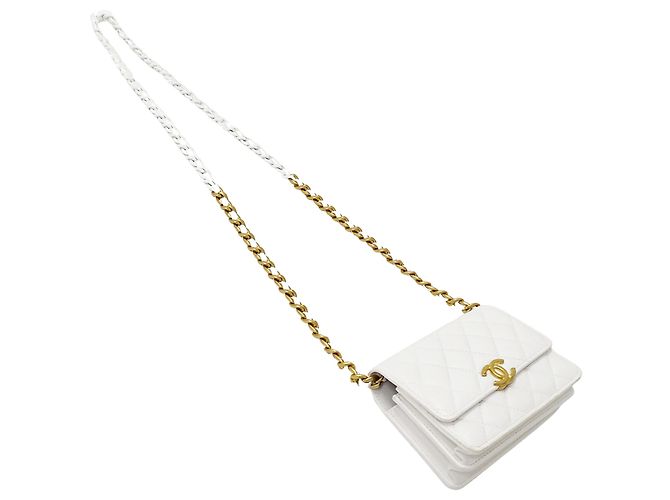 Mini borsa Chanel Matelassé Bianco Giallo - vista 4