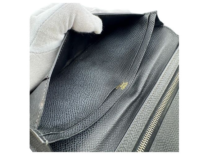 Hermès Hermes Bearn Soufflé Leder Geldbörse Schwarz - Ansicht 9