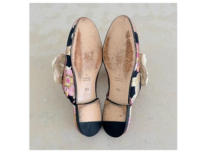 Gucci Princetown Mules Broccato Perle SS17 Nero Rosa Bianco D'oro - vista 6