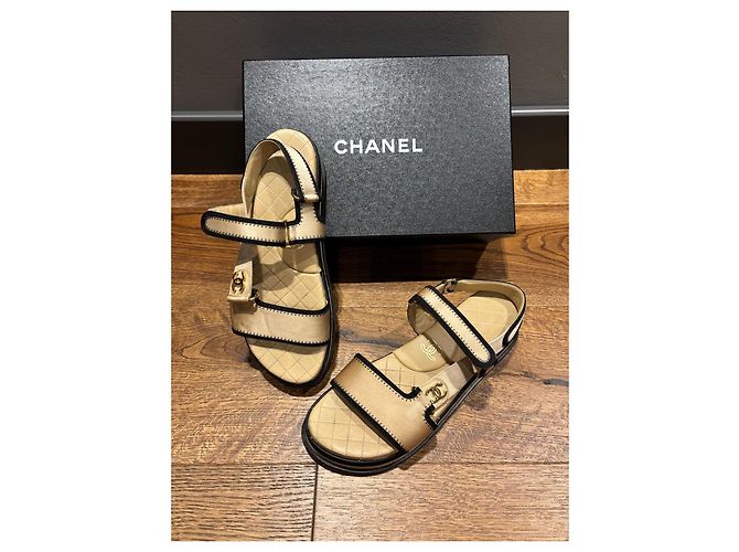 Sandali platform Chanel Beige e Black Nero - vista 10