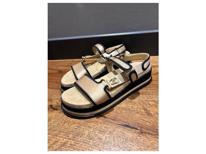 Sandali platform Chanel Beige e Black Nero - vista 12