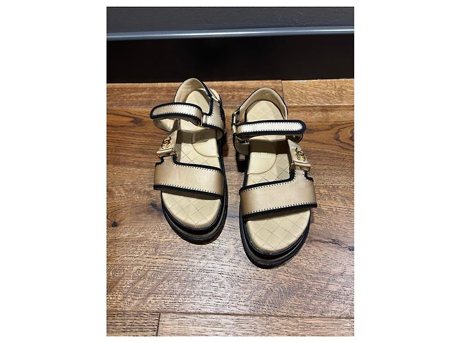 Sandali platform Chanel Beige e Black Nero - vista 13