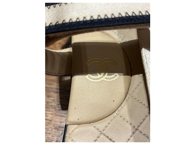 Sandali platform Chanel Beige e Black Nero - vista 5