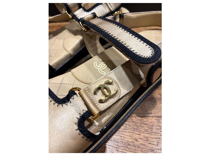Sandali platform Chanel Beige e Black Nero - vista 6