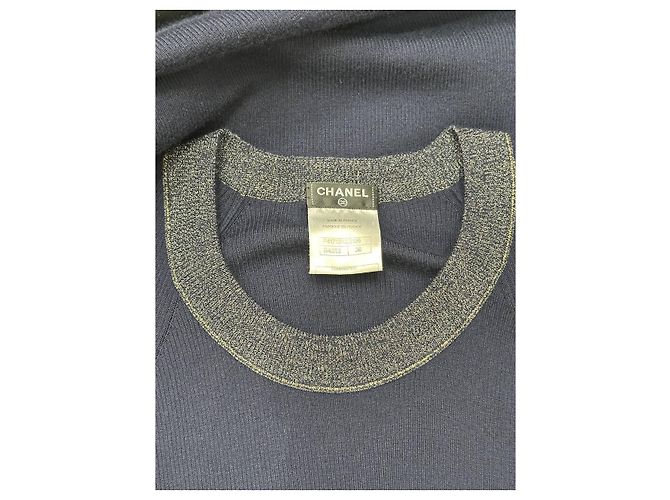 Timeless CHANEL Karl Lagerfeld Marine Kaschmir Strickkleid Sz.38 gebraucht - Ansicht 2