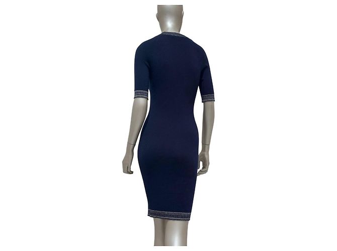 Timeless CHANEL Karl Lagerfeld Marine Kaschmir Strickkleid Sz.38 gebraucht - Ansicht 4