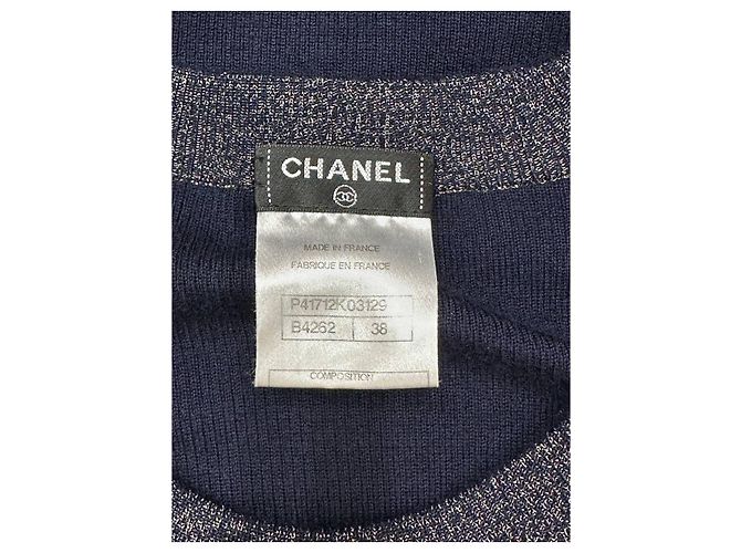 Timeless CHANEL Karl Lagerfeld Marine Kaschmir Strickkleid Sz.38 gebraucht - Ansicht 5