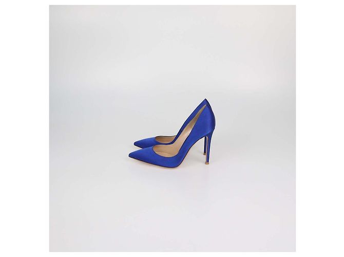 Décolleté a punta in raso blu Gianvito Rossi - vista 4