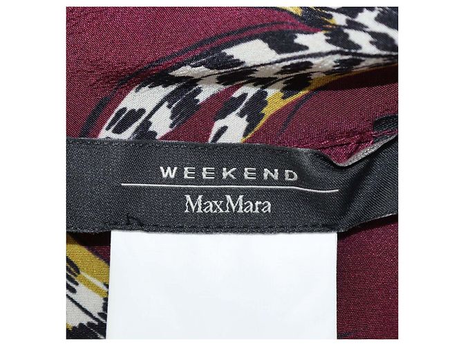 Vestido maxi Zolfo Weekend Max Mara de seda borgoña con estampado de pájaros Burdeos - vista 5