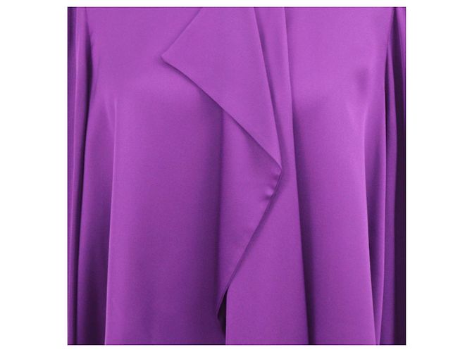 Blusa de manga comprida em seda roxa com folhos frontais Alexander McQueen Roxo - vista 4