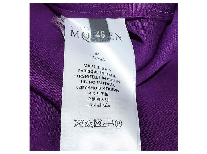 Blusa de manga comprida em seda roxa com folhos frontais Alexander McQueen Roxo - vista 7