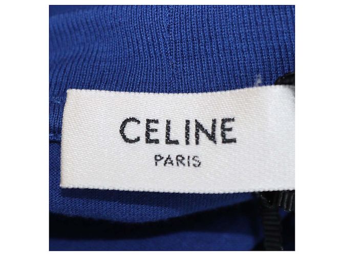 Céline T-shirt ampia Celine in cotone blu Triomphe - vista 5