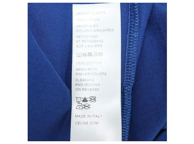 Céline T-shirt ampia Celine in cotone blu Triomphe - vista 6