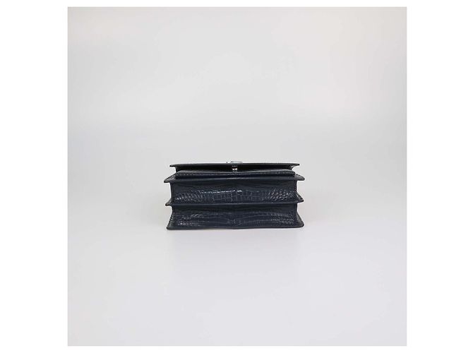 Borsa a tracolla Sunset Medium in pelle effetto coccodrillo grigio scuro Saint Laurent Blu navy - vista 4