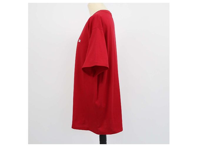 Céline T-shirt ampia Celine in cotone rosso Triomphe - vista 2
