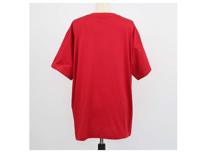 Céline T-shirt ampia Celine in cotone rosso Triomphe - vista 3