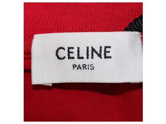 Céline T-shirt ampia Celine in cotone rosso Triomphe - vista 5