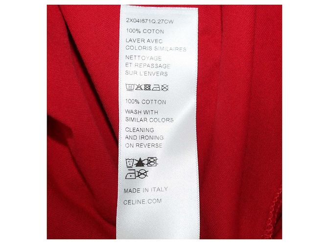 Céline T-shirt ampia Celine in cotone rosso Triomphe - vista 6