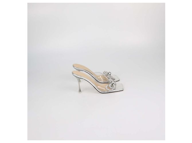 Sandales mules Mach & Mach Silver/Clear PVC ornées de cristaux Argenté - vue 3