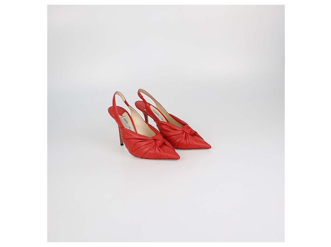 Décolleté slingback Knot in pelle rossa con punta a punta Jimmy Choo Rosso - vista 2