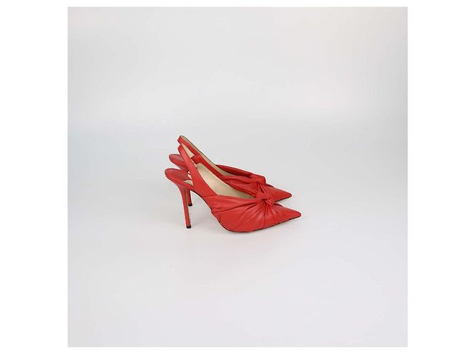 Décolleté slingback Knot in pelle rossa con punta a punta Jimmy Choo Rosso - vista 3