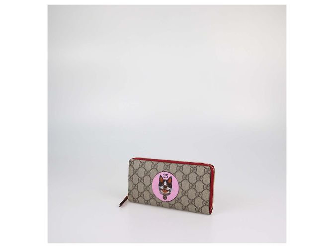 Cartera con cremallera Gucci Beige GG Supreme Canvas Limited Edition Bosco Patch - vista 2