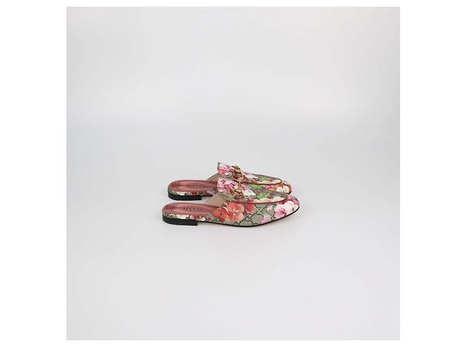Mules Gucci Multicolor GG Supreme Canvas Blooms Princetown Horsebit Multicolore - vista 3