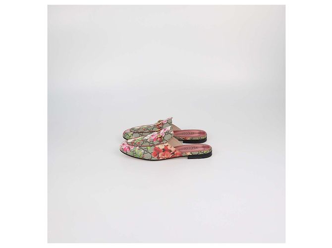 Mules Gucci Multicolor GG Supreme Canvas Blooms Princetown Horsebit Multicolore - vista 4