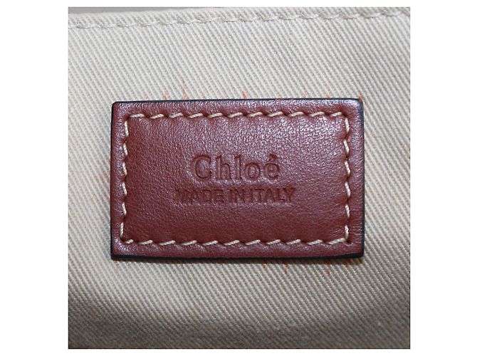 Chloé Borsa Tote Large Woody Chloe Beige/Natural in tela e pelle Marrone - vista 5
