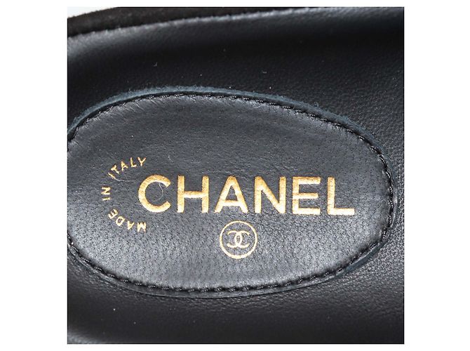 Chanel Black Leather CC Strap Flat Sandals - view 7