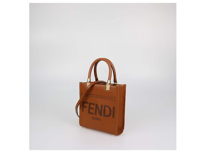 Mini bolso tote Sunshine Shopper Fendi de piel marrón Castaño - vista 2