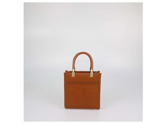 Mini bolso tote Sunshine Shopper Fendi de piel marrón Castaño - vista 3