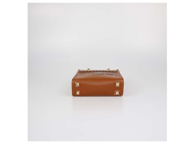 Mini bolso tote Sunshine Shopper Fendi de piel marrón Castaño - vista 4