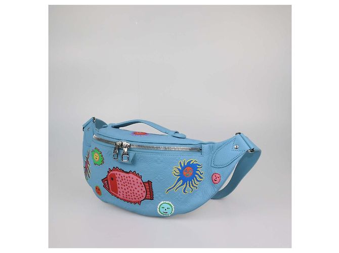 Autre Marque Louis Vuitton x Yayoi Kusama Maxi Bumbag in pelle Monogram stampata azzurro - vista 2