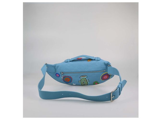 Autre Marque Louis Vuitton x Yayoi Kusama Maxi Bumbag in pelle Monogram stampata azzurro - vista 3