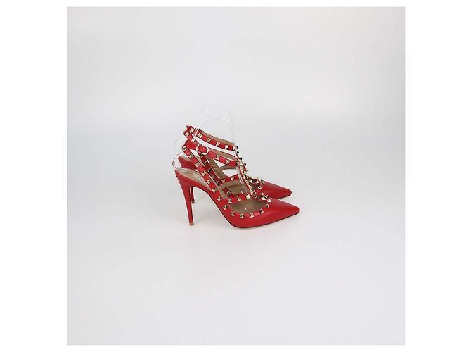 Décolleté Valentino Rockstud Caged in pelle rossa Rosso - vista 3