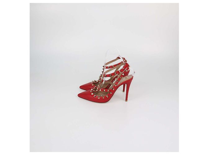 Décolleté Valentino Rockstud Caged in pelle rossa Rosso - vista 4
